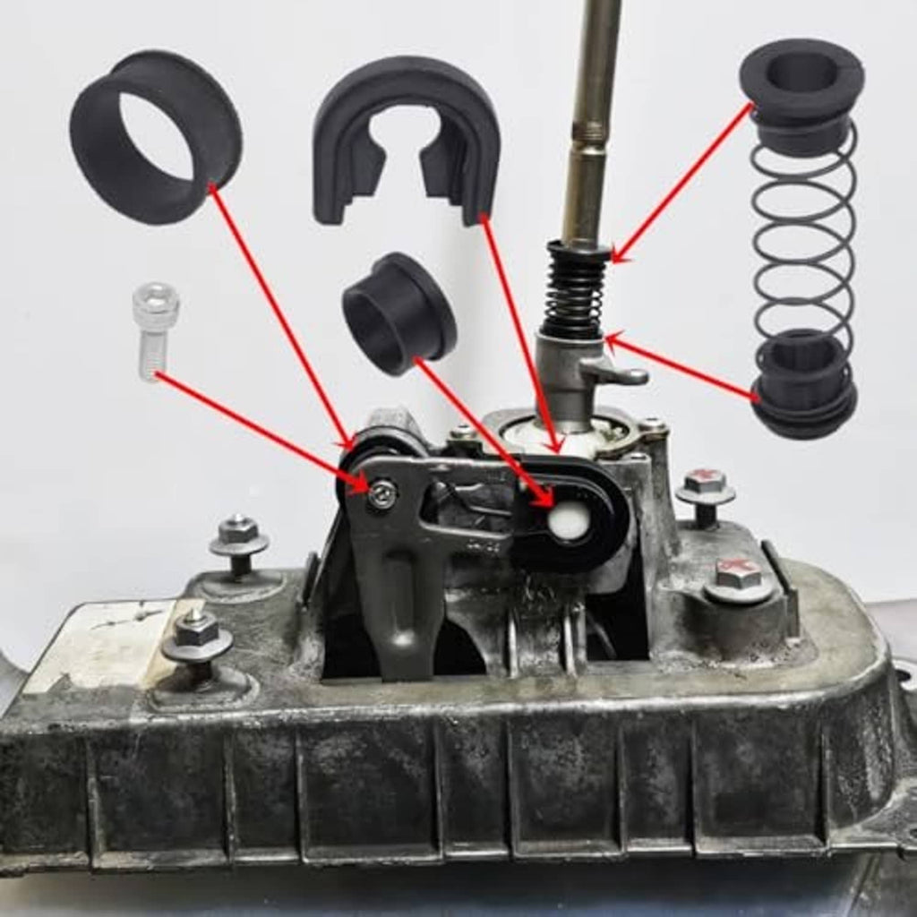 Manual transmission reverse lever repair kit with black insulators and return spring