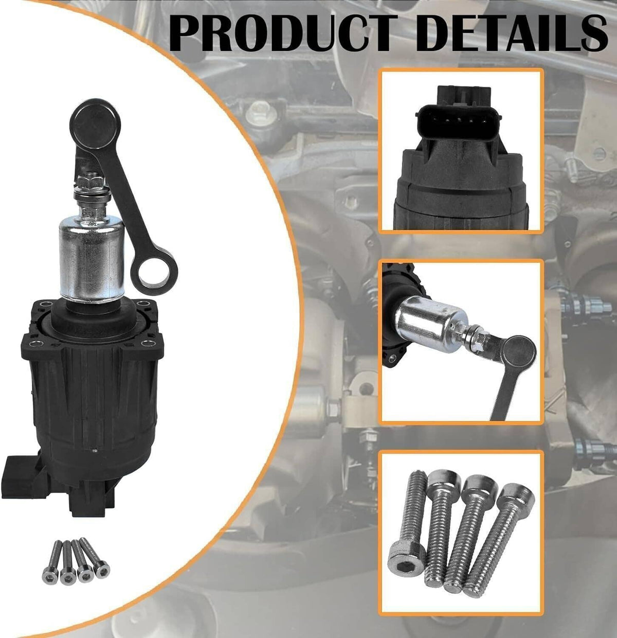 Turbo wastegate valve actuator solenoid kit with metal lever, screws, and connector