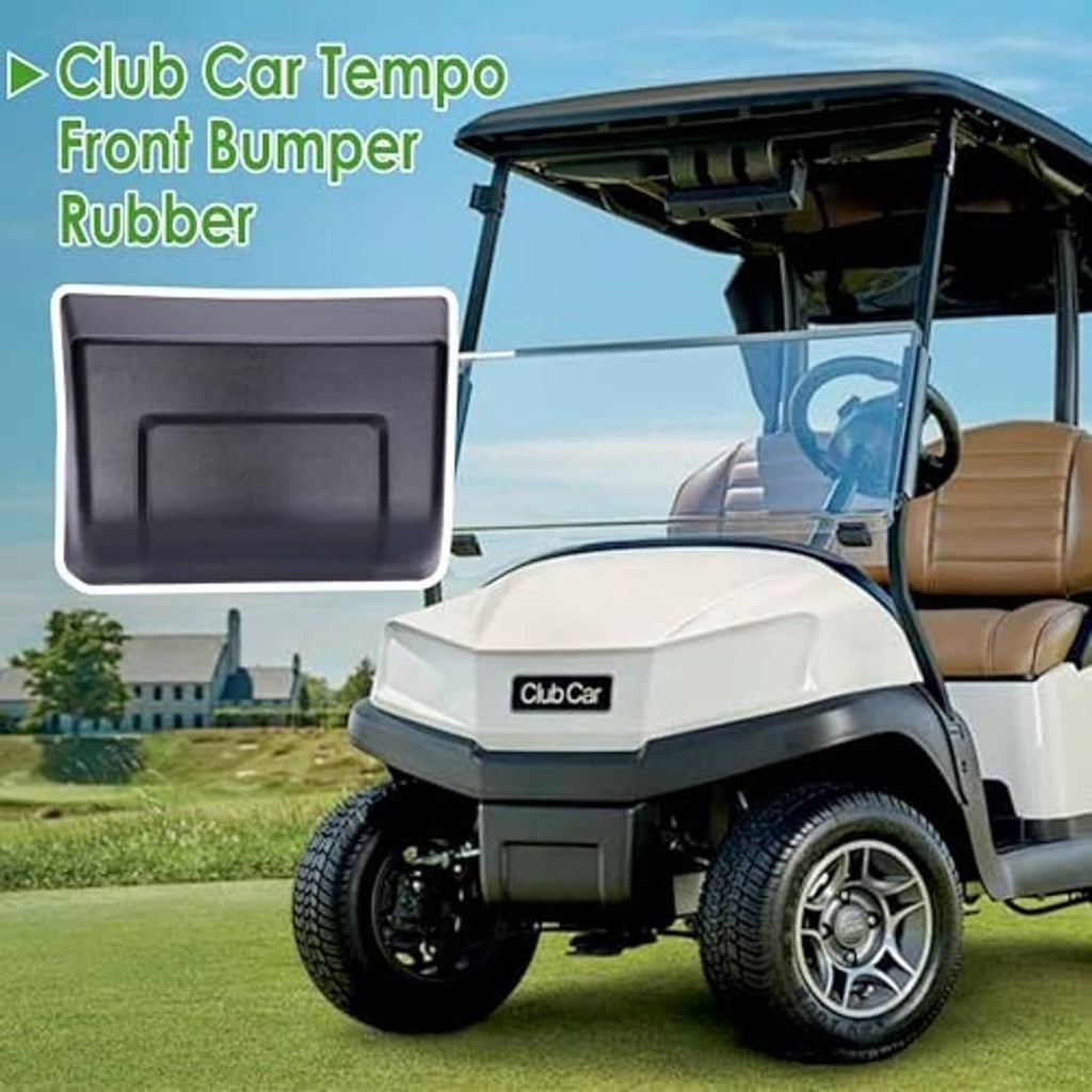 Club car front bumper rubber, shown on a golf cart, dark gray molded cover