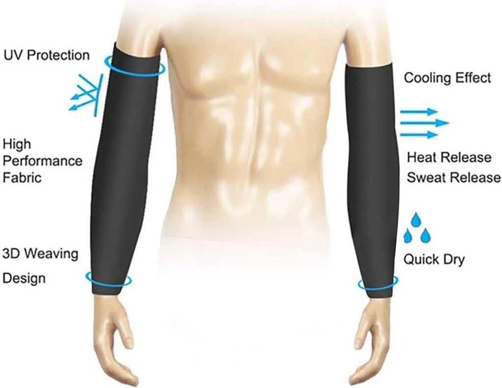 Black cooling UV arm sleeves with 3D woven design and quick-dry look