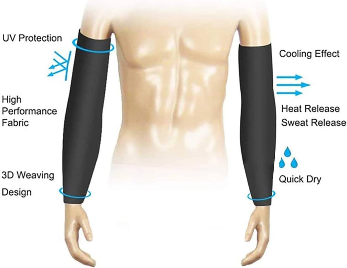 Black cooling UV arm sleeves with 3D woven design and quick-dry look