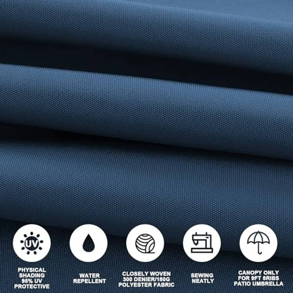 Navy blue nylon umbrella canopy fabric with textured weave and water-repellent finish