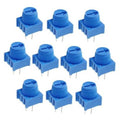 Blue trim potentiometer set with knurled knob and 3-pin header, 10K ohm