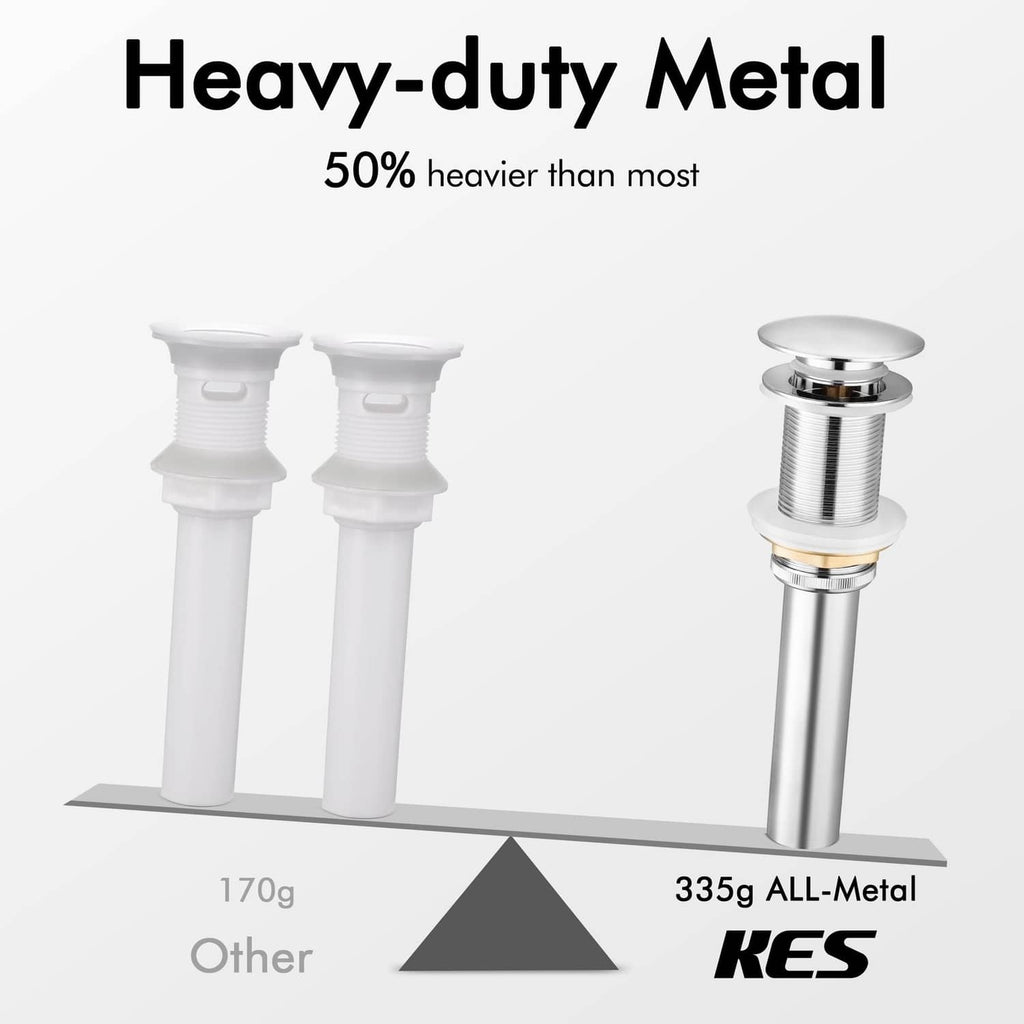 Chrome heavy-duty bathroom sink pop-up drain with golden insert ring