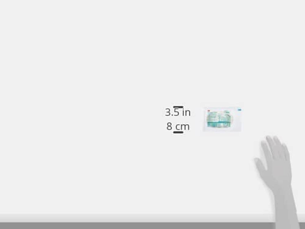 3M Tegaderm transparent film dressing sized 3.5 in (8 cm) with small packet