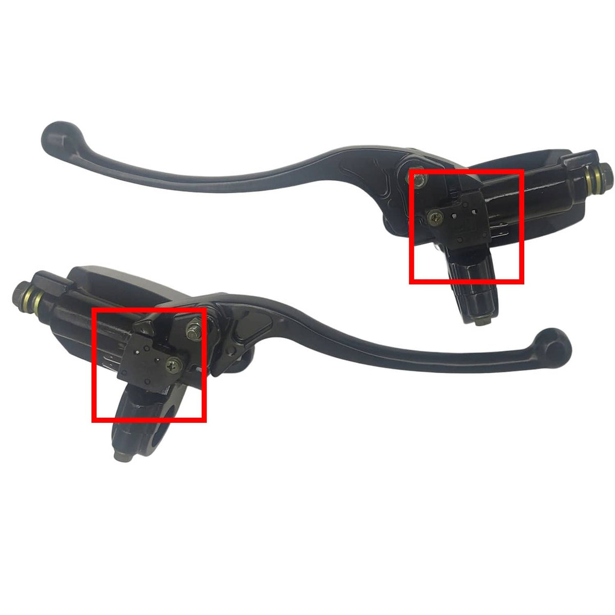Motorcycle lever switch assembly, black housing on brake lever