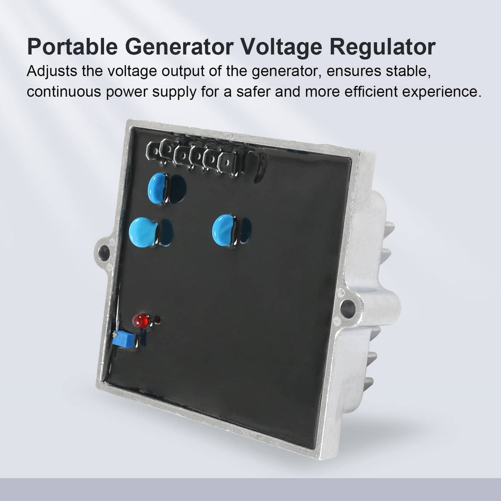 Portable generator voltage regulator PCB with black panel and blue electronic components