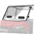 Vented UTV windshield panel with clear polycarbonate and black mounting posts