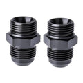 Two black AN ORB O-ring adapter fittings with hex bodies and threaded ports