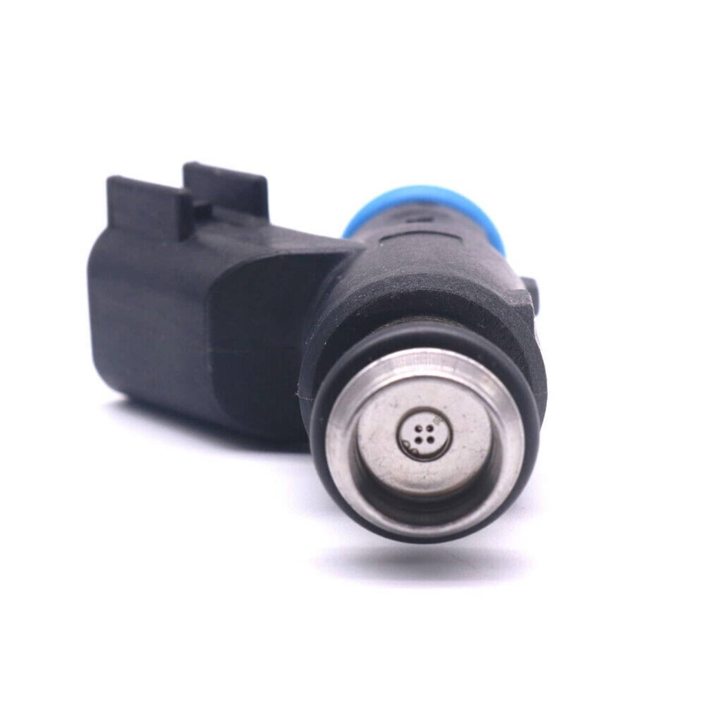 Black fuel injector with blue seal and round multi-pin electrical connector