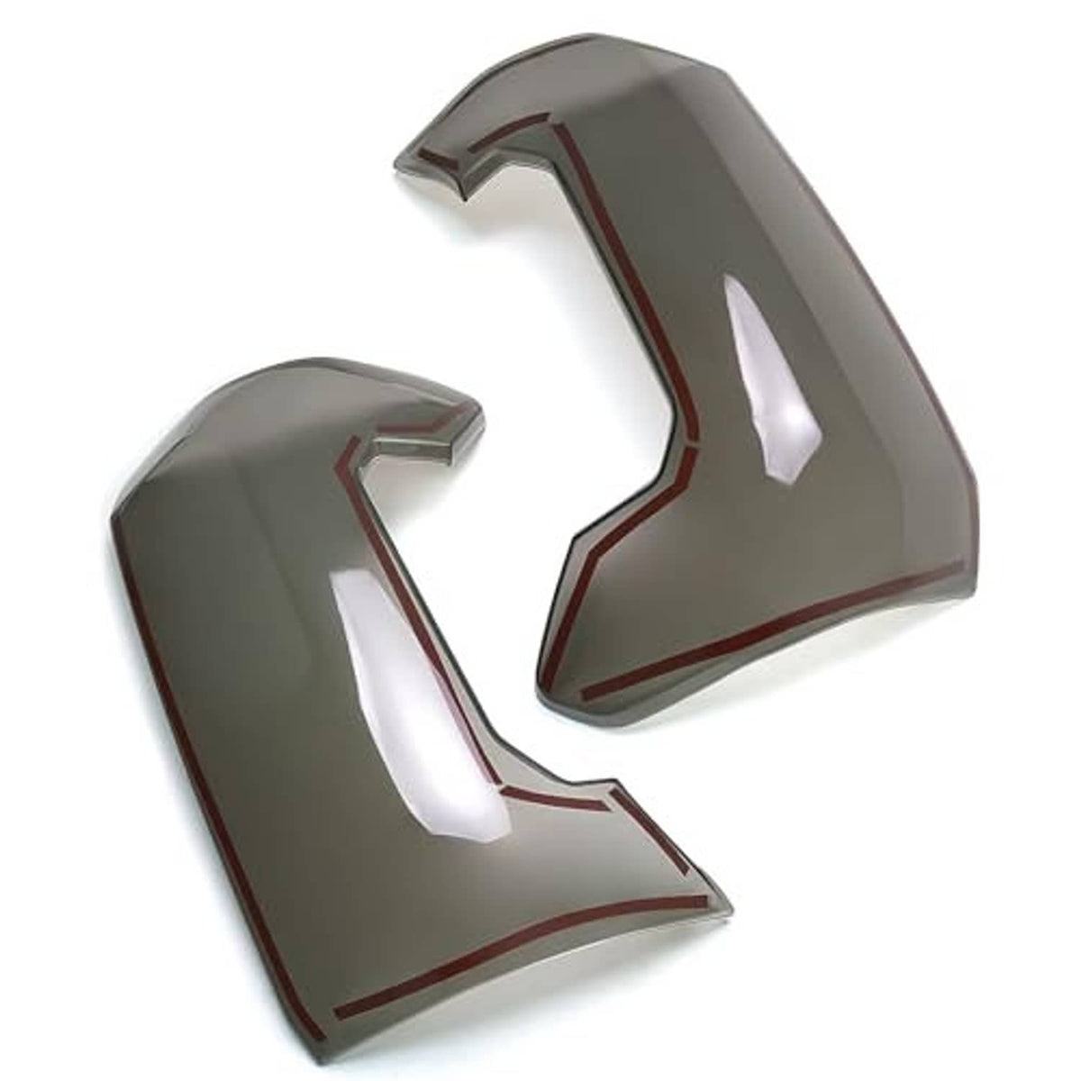 Smoked taillight cover shields, two-piece set with dark gray finish