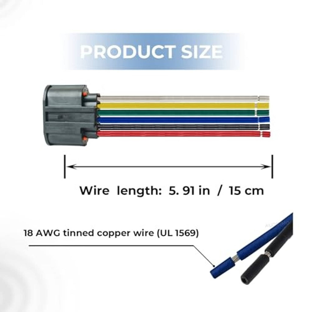 Connector pigtail harness with 15 cm (5.91 in) 18 AWG multicolor wire leads
