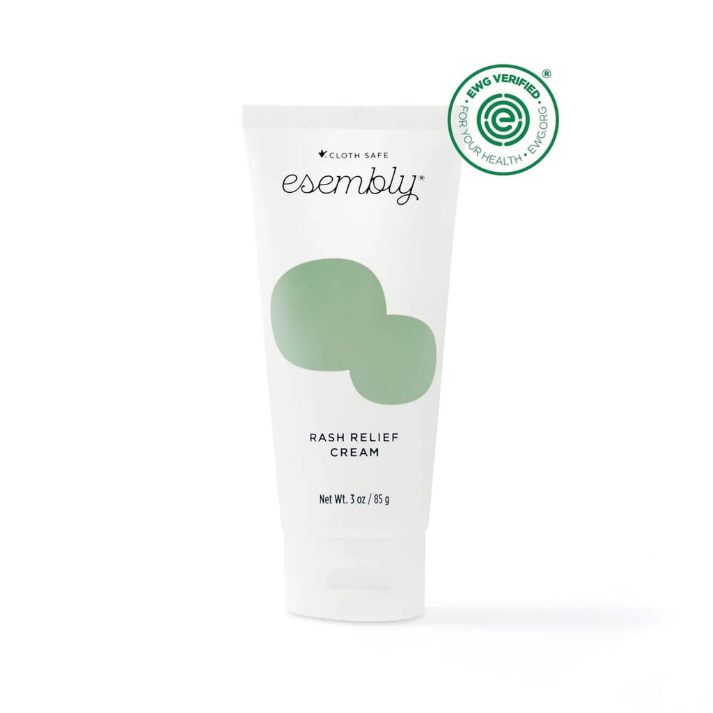Esembly rash relief cream tube with green logo and verified seal
