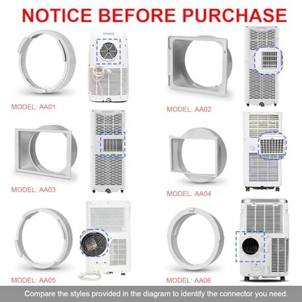 AC exhaust hose connector kit diagram showing adapter ring for matching models