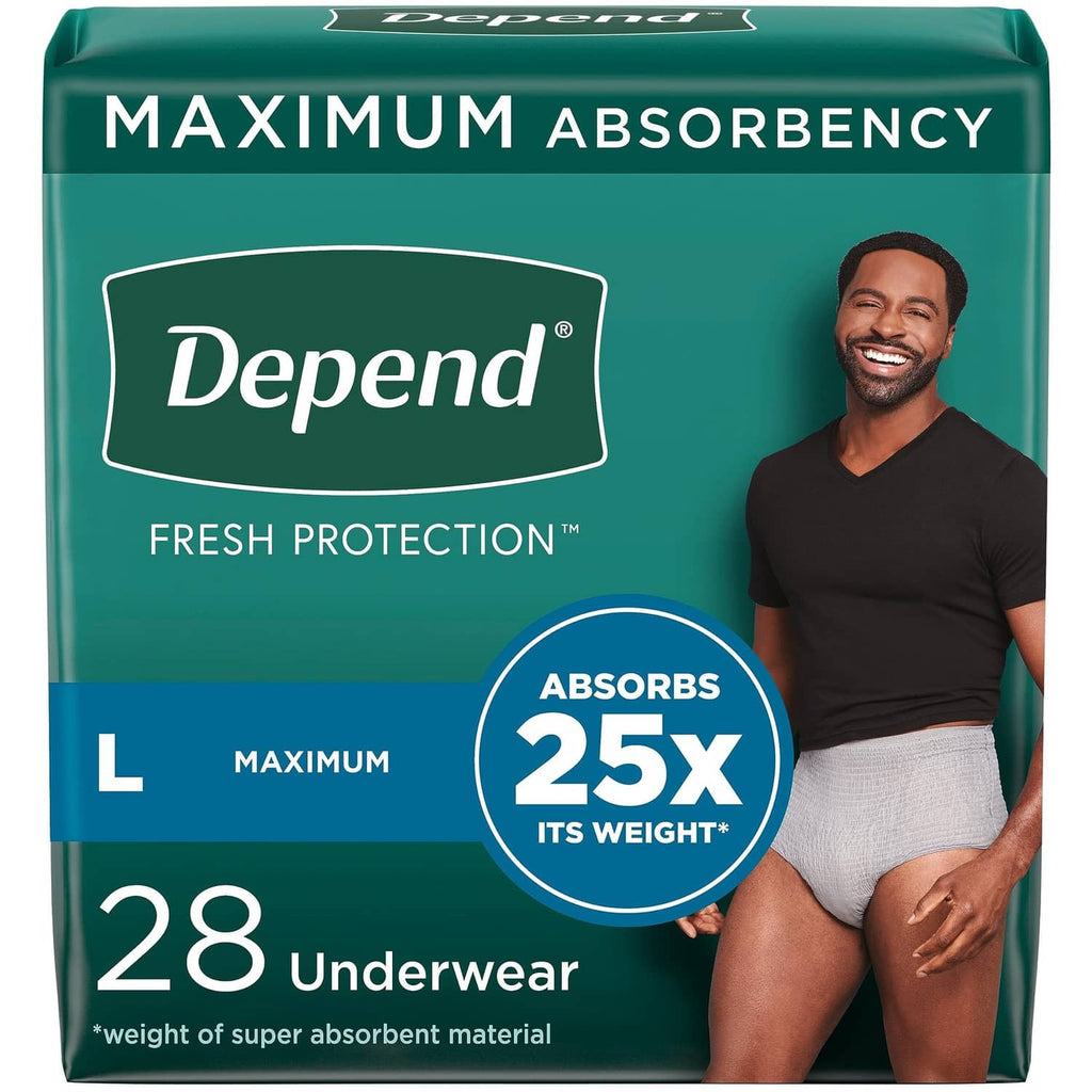 Depend adult incontinence underwear package, green Maximum absorbency size L, 28 count