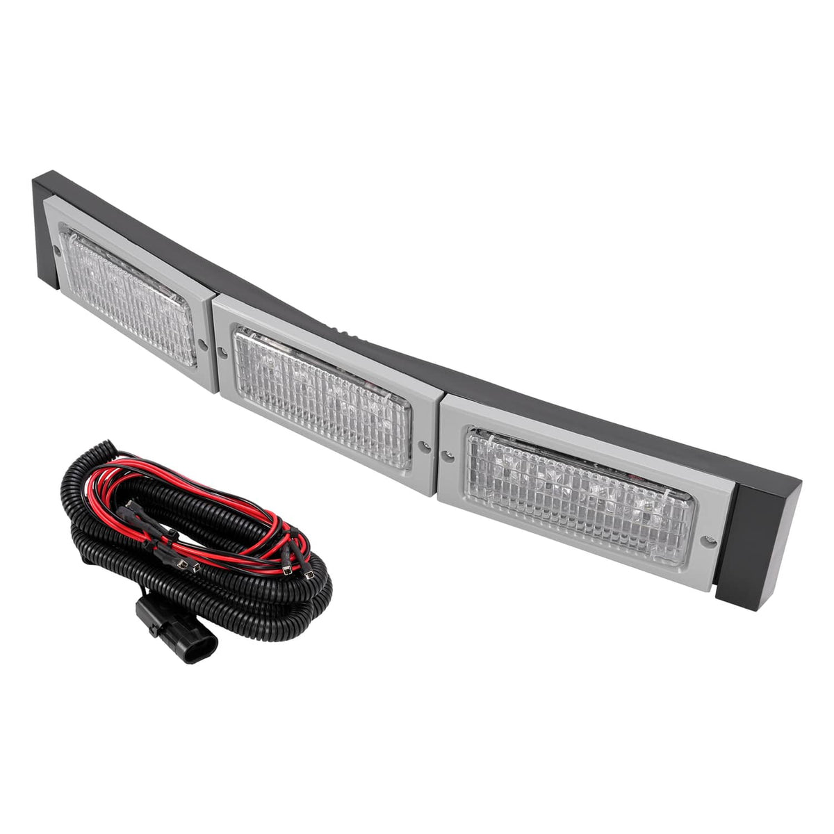 LED tractor LED light bar with three rectangular lamps and cable harness
