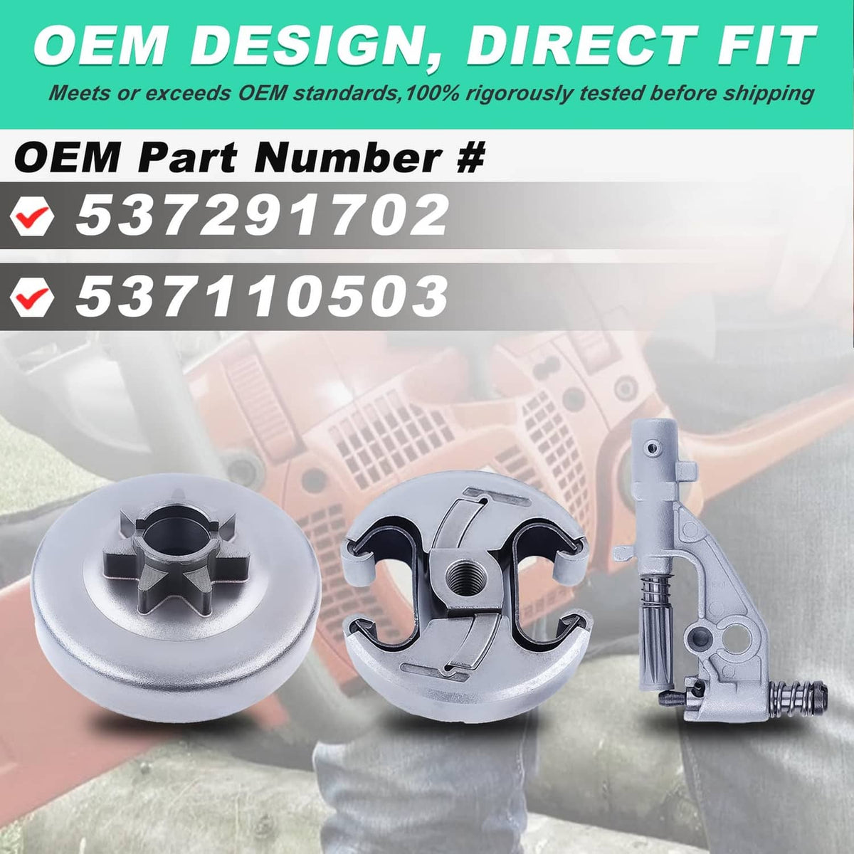 Clutch drum and clutch assembly with silver housing and oil pump components