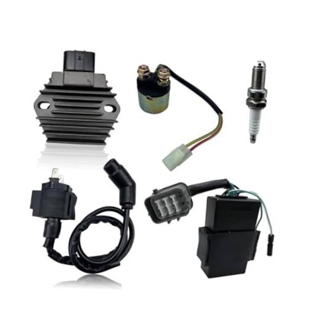 CDI ignition control module kit with wiring harness, connectors, relay, and spark plug-style lead