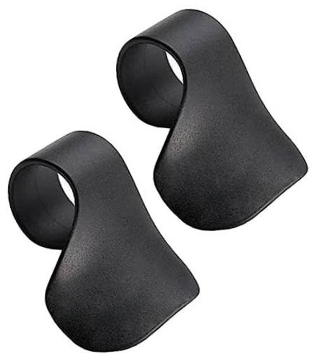 Pair of black motorcycle throttle assist covers, curved finger holders for throttle