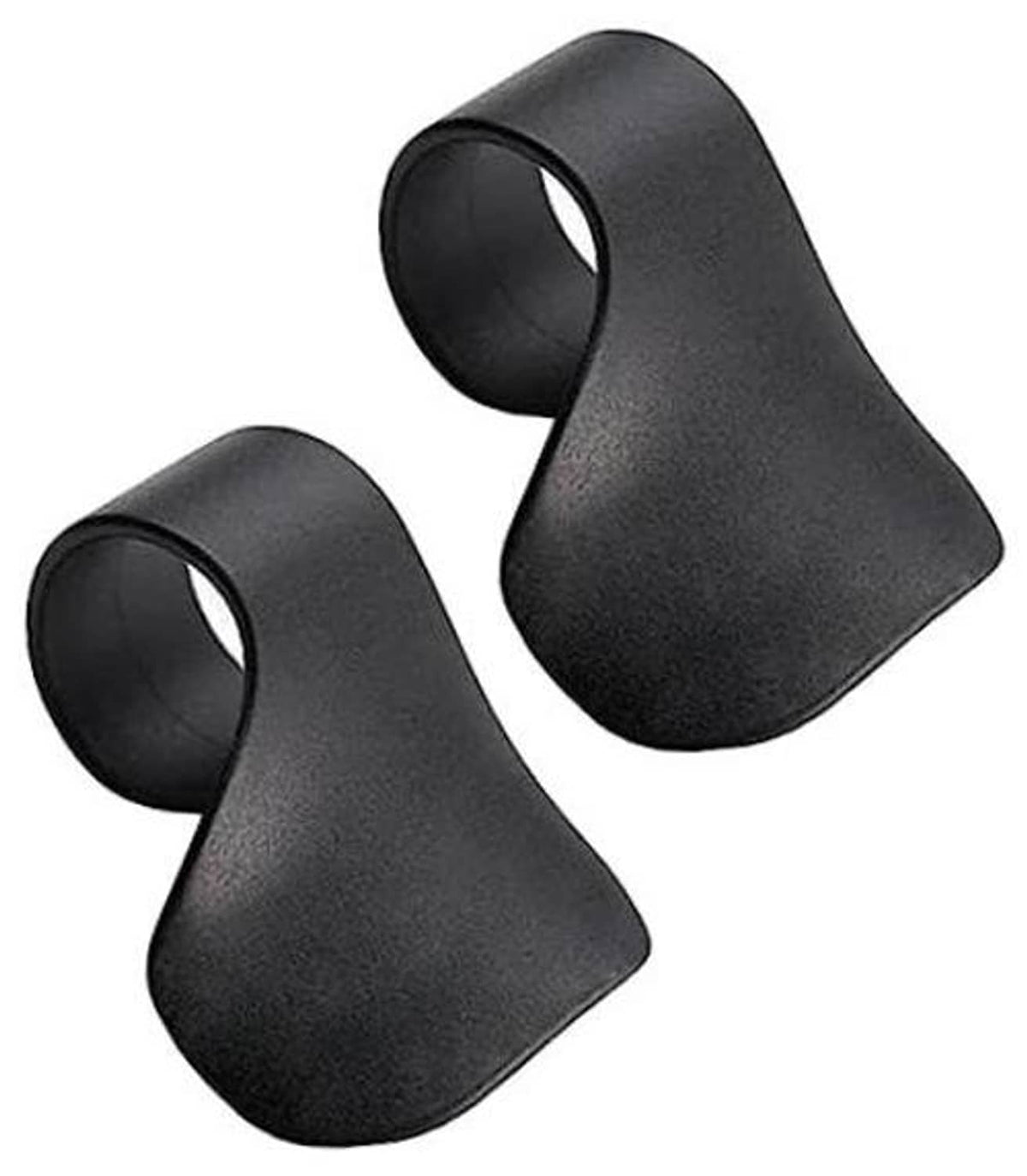Pair of black motorcycle throttle assist covers, curved finger holders for throttle