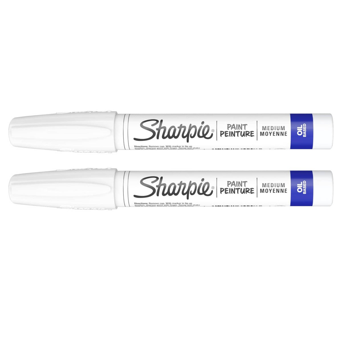Two white Sharpie oil-based paint markers, medium point, side-by-side