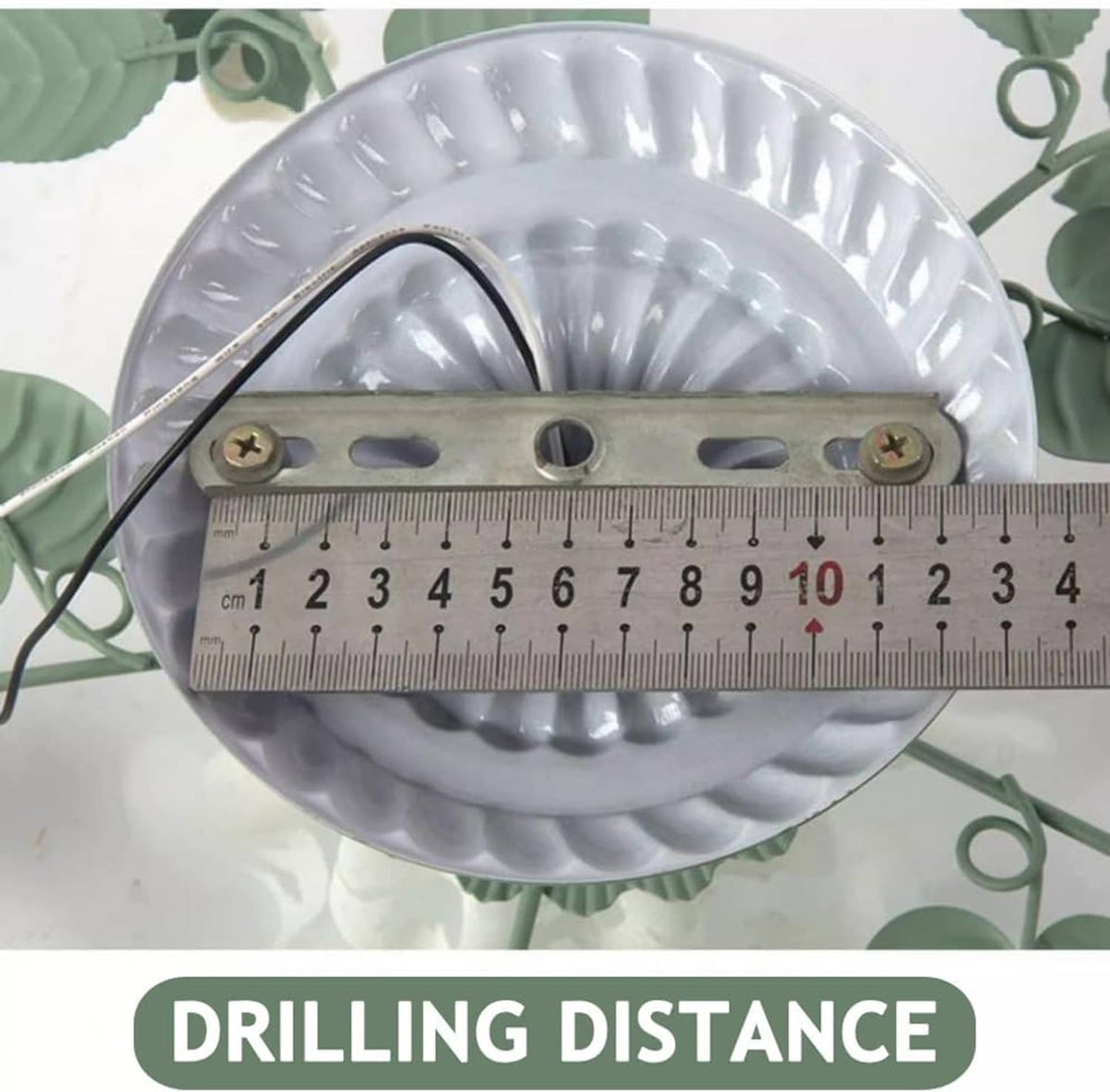 Metal mounting plate with screw holes for floral green glass semi-flush ceiling light