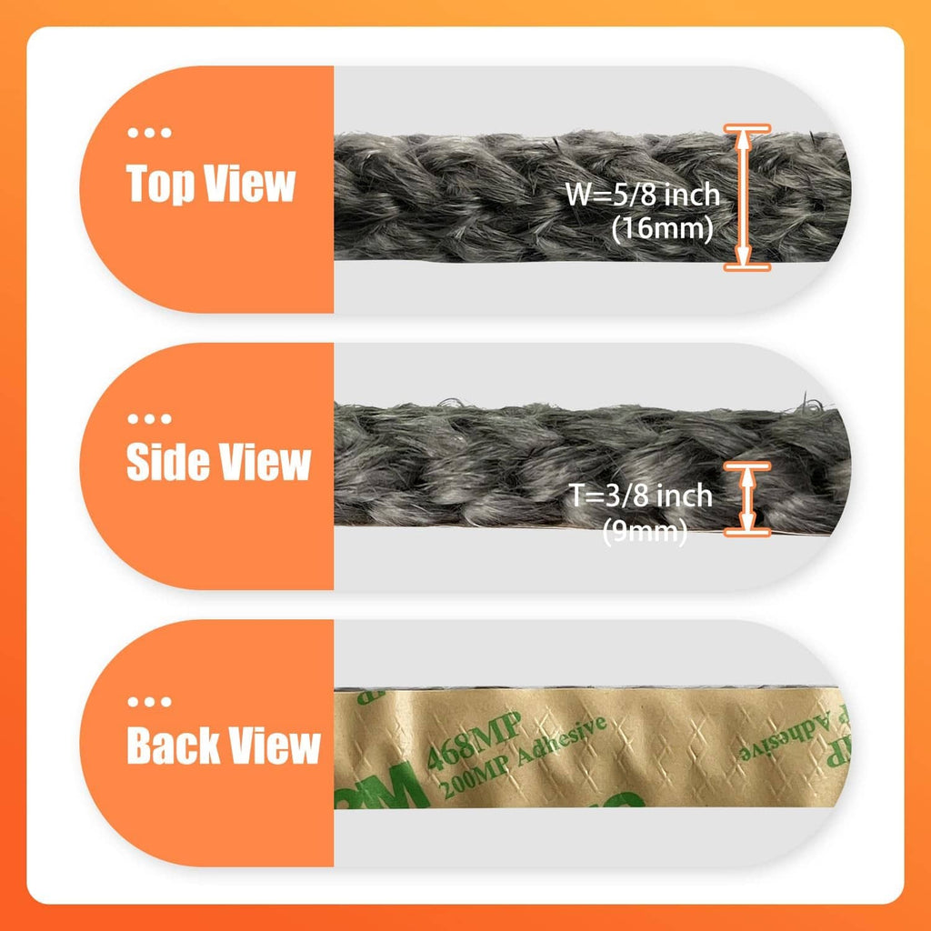 Gray fiberglass flat gasket roll with visible width and thickness callouts