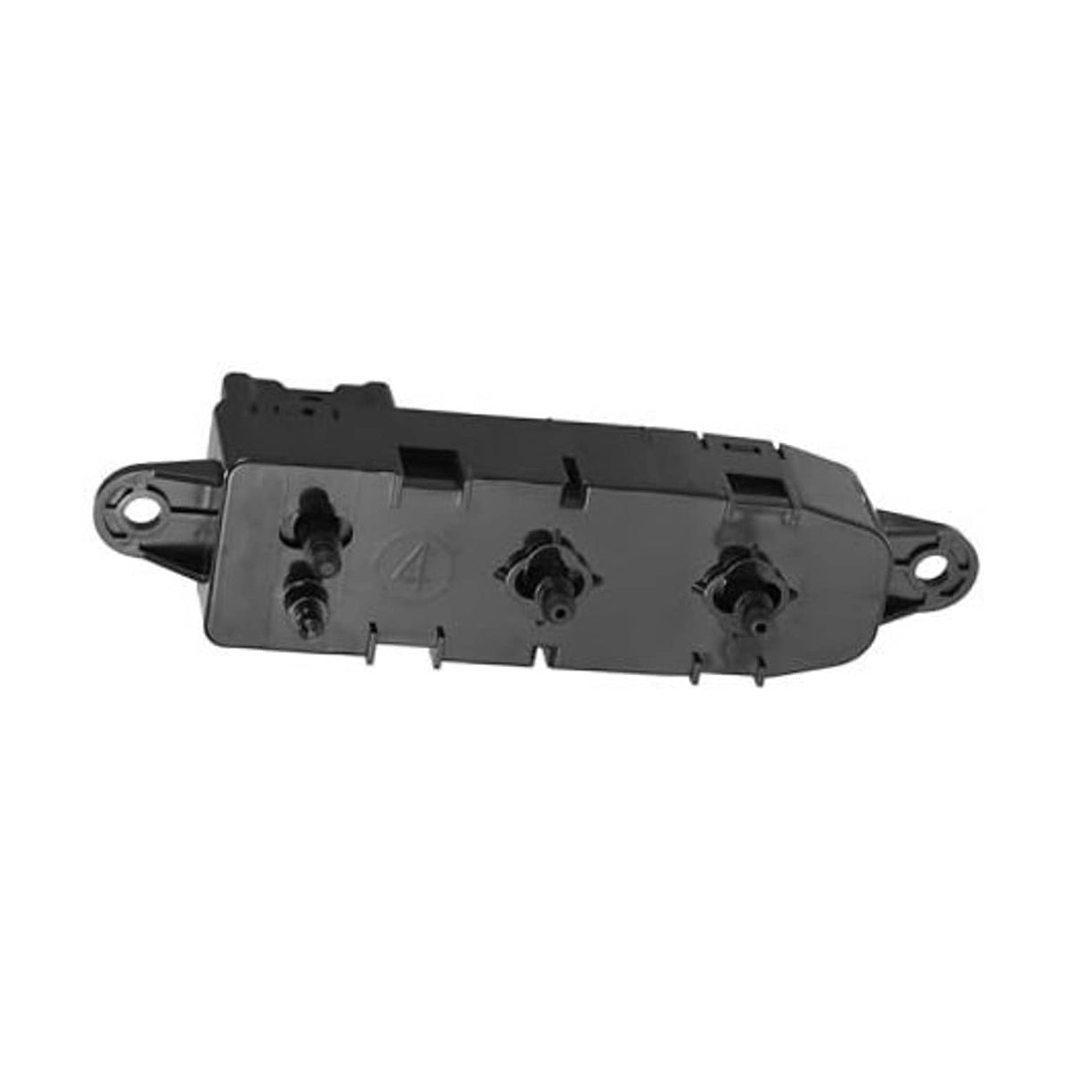 Black power seat switch module with mounting holes and control knobs