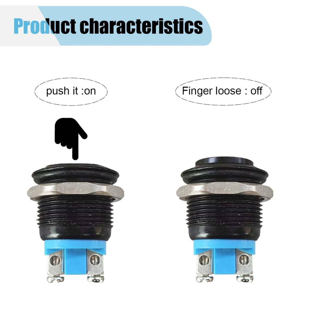 Momentary horn push button switch shown in push-on and released-off positions