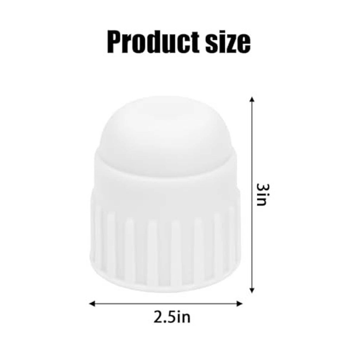 White PVC end cap plug for female threads, 2.5 in wide, 1.3 in high