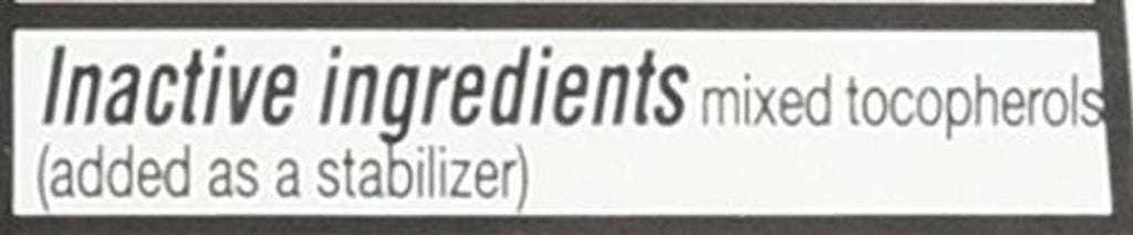 Inactive ingredients label: mixed tocopherols added as a stabilizer