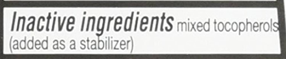 Inactive ingredients label: mixed tocopherols added as a stabilizer