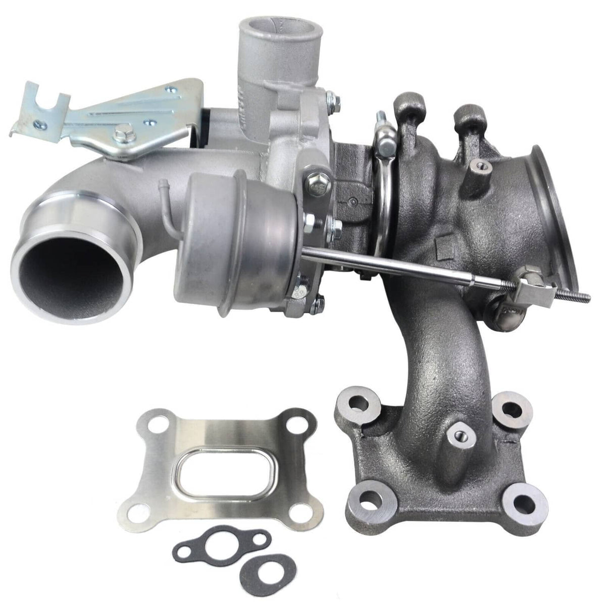 Turbocharger kit with manifold and gaskets, gray metal components