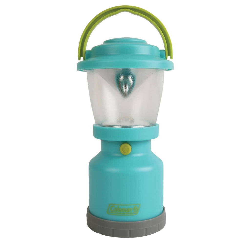 Teal kids mini LED lantern with clear diffuser and carry handle