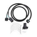 Black 7-pin trailer wiring harness extension with coiled cable and three connector plugs