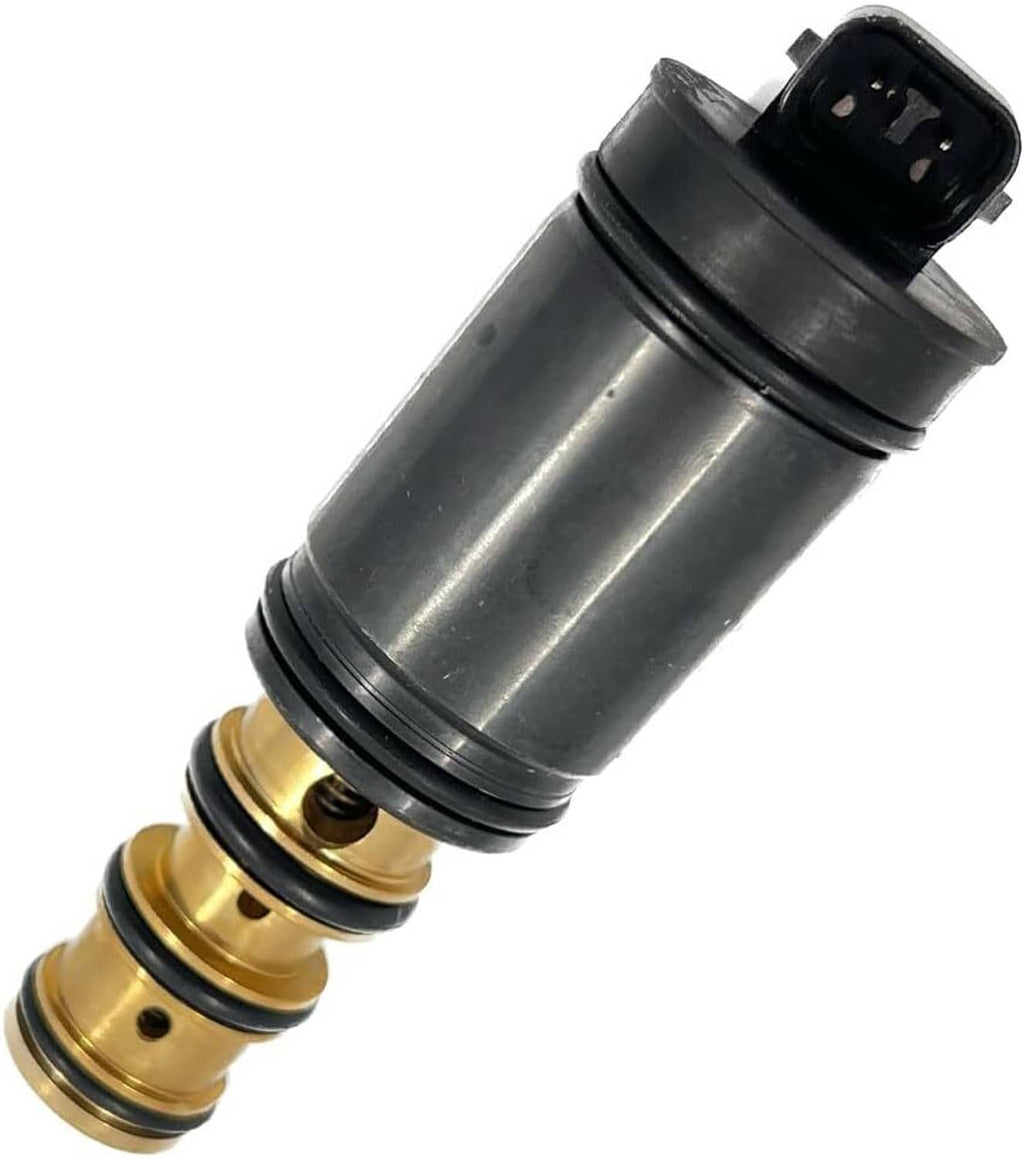 Electronic A/C control valve with black housing and brass connector port