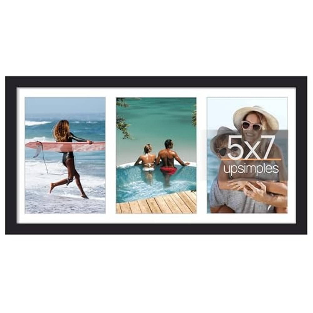 Black collage picture frame showing three 5x7 photos side by side