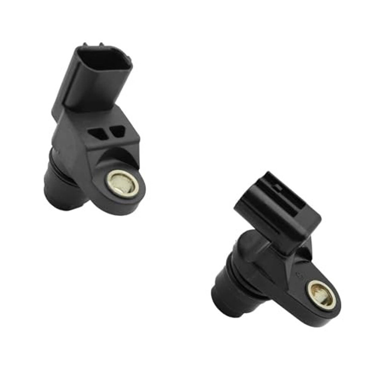 Engine crankshaft position sensor with black plastic housing and metal mounting ring