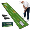Green putting mat with alignment lines, target circles, and practice ball lanes