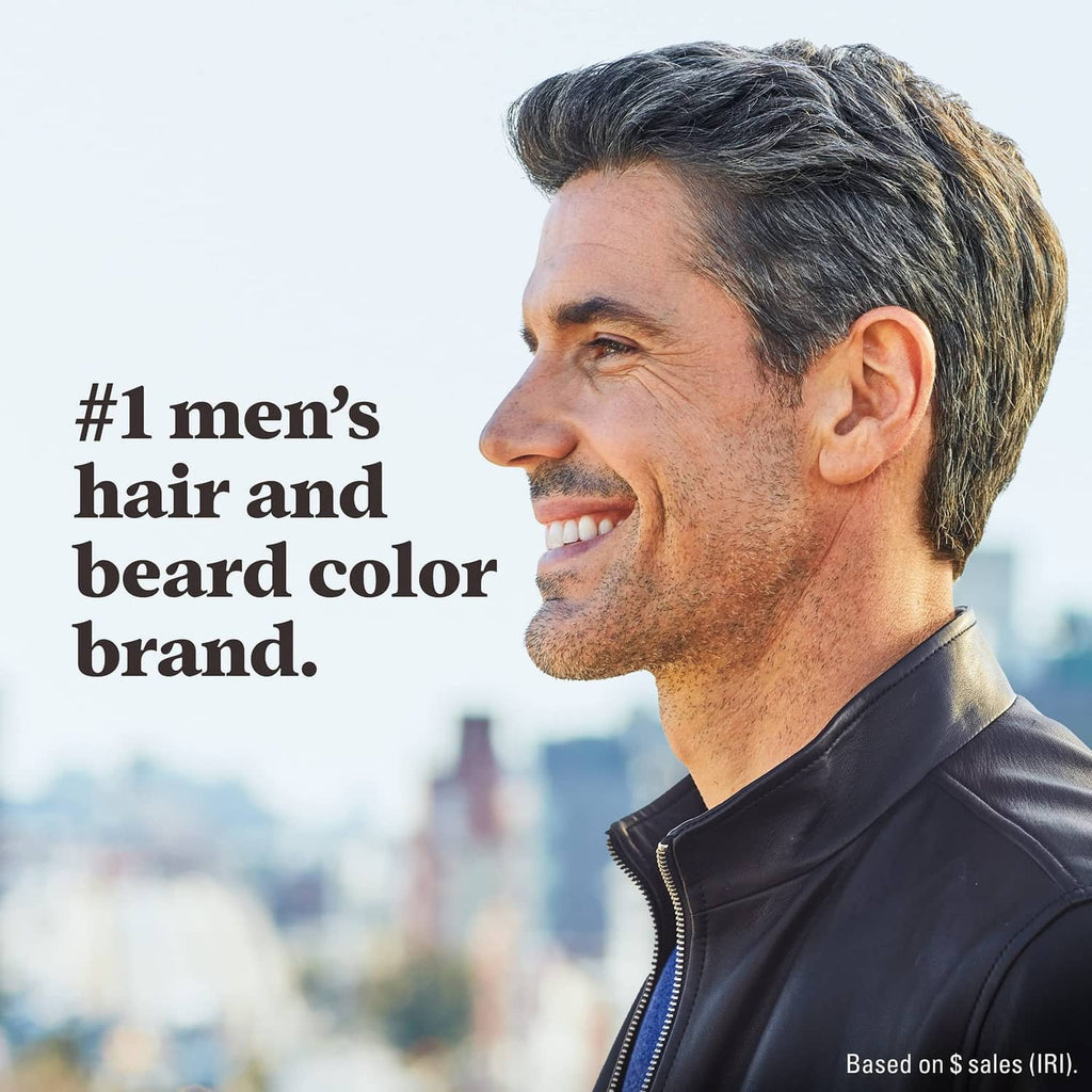Men's hair and beard color result, smiling man with darker hair and beard