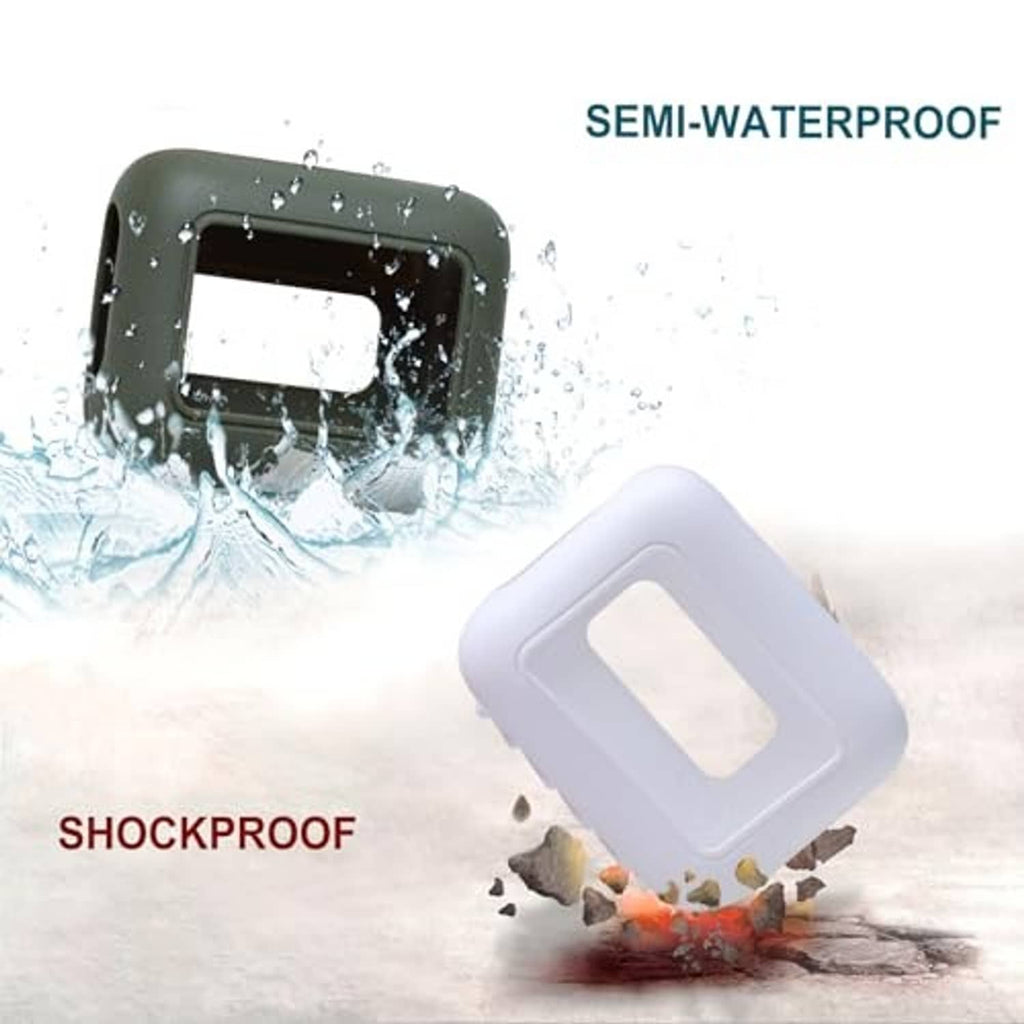 Water-resistant silicone speaker cover case with shockproof protection for outdoor use.