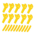 Yellow tire changer demount head protector tips laid out, 20-piece set, plastic