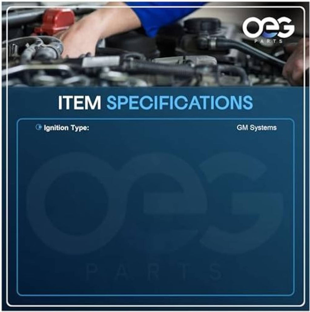OEG Parts ignition control module item specifications card showing GM Systems ignition type