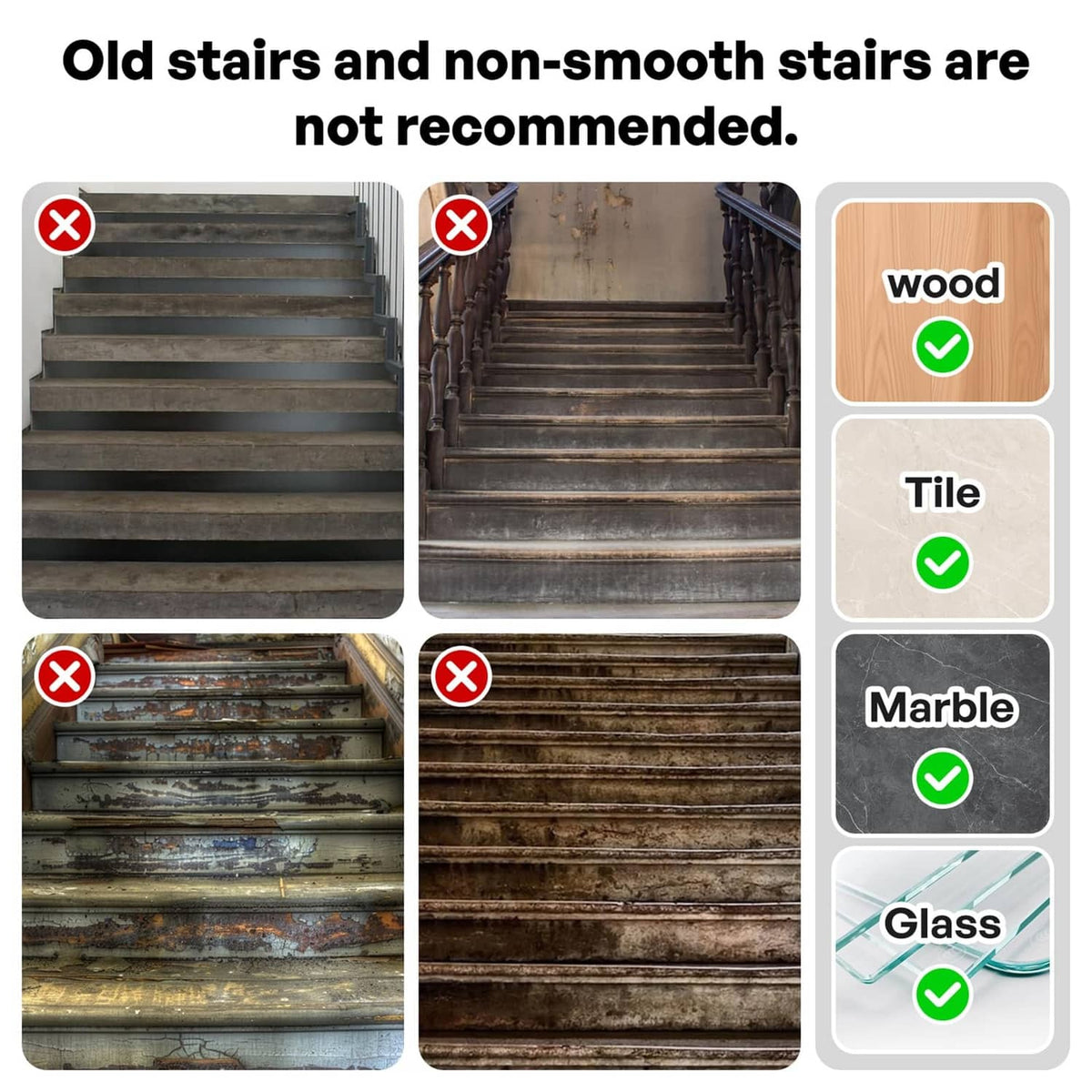Black stair tread carpet with diamond pattern showing recommended use on steps