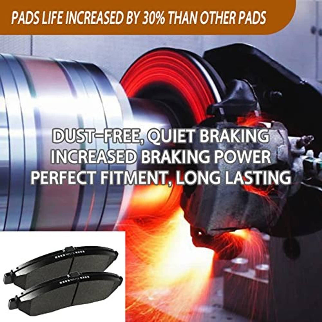 SIPAUTEC ceramic brake pads infographic: dust-free, quiet braking, increased power