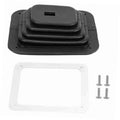 Black rubber shifter boot cover with rectangular vent and mounting base