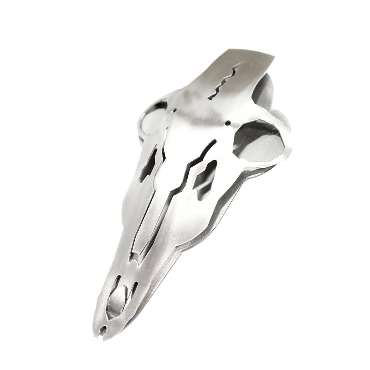 Silver iron deer skull plate with cutout sides, small mount