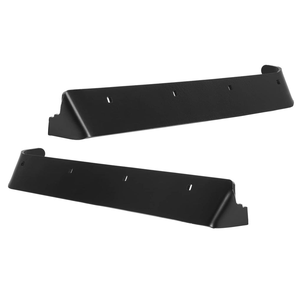 Pair of black snow plow cutting edge blades with mounting holes