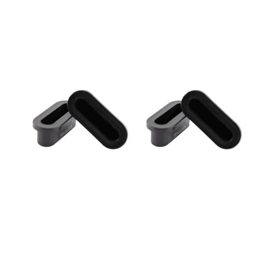 Trailer brake adjuster hole plug pair, black rubber end caps with side openings