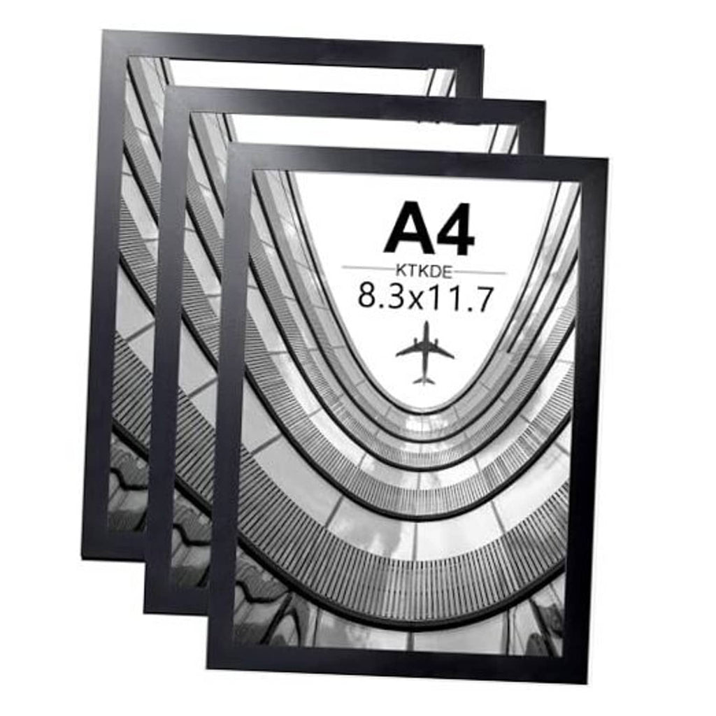 Black A4 certificate picture frames, set of 3 overlapping in view